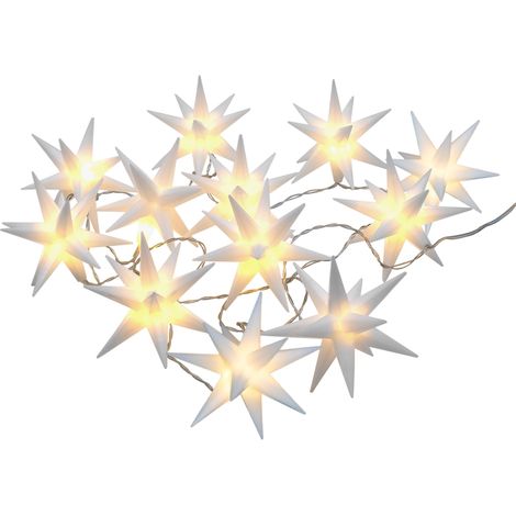 3D Sternen Lichterkette weiß mit 12 LED - 260 cm - Garten Balkon Terrasse Deko Weihnachten Advent innen außen