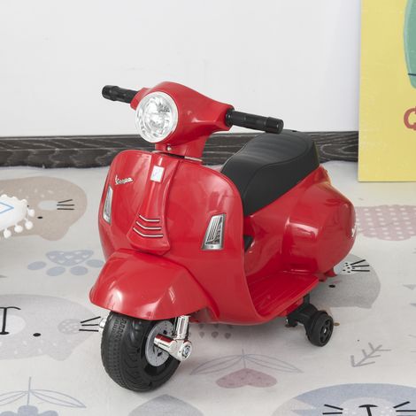 Offiziell lizenziertes Vespa-Elektromotorrad (6 V) für Kinder, Elektroroller für Kinder von 18 bis 36 Monaten mit Scheinwerfer und Hupe, 66,5 x 38 x 52 cm, Rot