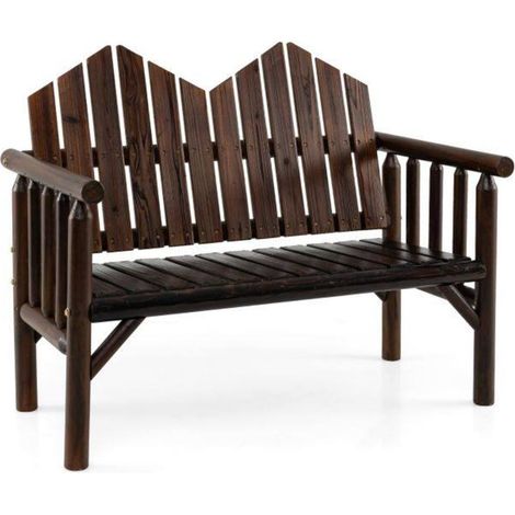 Bois massif, confort à deux avec banc de jardin 2 places à lattes pour terrasse, véranda ou patio (1/5)
