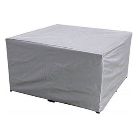 Housse pour mobilier de jardin, tissu Oxford 210D imperméable, coupe-vent, résistant aux UV, durable, pour table et chaises, argent, 140 x 140 x 90 cm. (1/5)