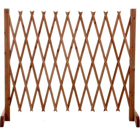 Terre Jardin – Barrière de sécurité extensible 120 cm en bois brut – Hauteur 120 cm – Extensible jusqu'à 1,90 m – Pieds larges pour stabilité