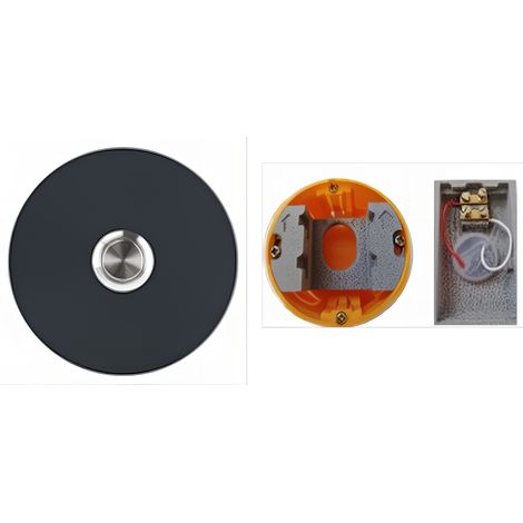 Sonnette filaire rond acier noir boite d'encastrement (1/2)