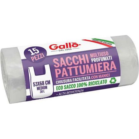 Sacco Immondizia Manici Trasparente  53X 68 G 11 Pz 15 Gallo