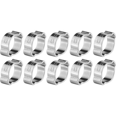Collier de Serrage, 10 pièces Collier de Serrage à Deux Oreilles en Acier Inoxydable plaqué Zinc pour Tube de Tuyau d'essence Fule (11-13mm) (1/5)