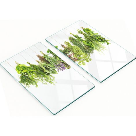 Tablas decorativas de vidrio para cortar y servir con diseño de hierbas aromáticas, 2x30x52 cm. (1/5)