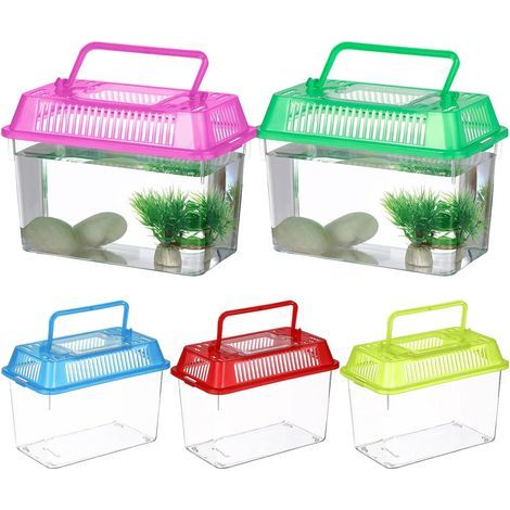 Set mit 5 transparenten Kunststoffaquarien 15x9,5x11 cm Kompakter Lebensraum für Schildkröten, Goldfische und Reptilien (1/5)