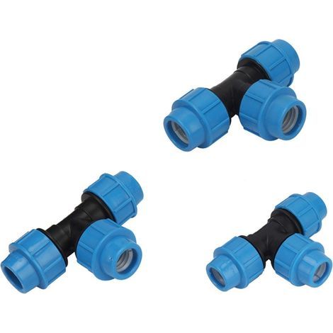 Connecteur de tuyau de jardin 32 mm Connecteur PE Tee Diamètre extérieur 32 mm Interface de tuyau de tuyau 3 voies raccords sanitaires 3 pièces (1/4)