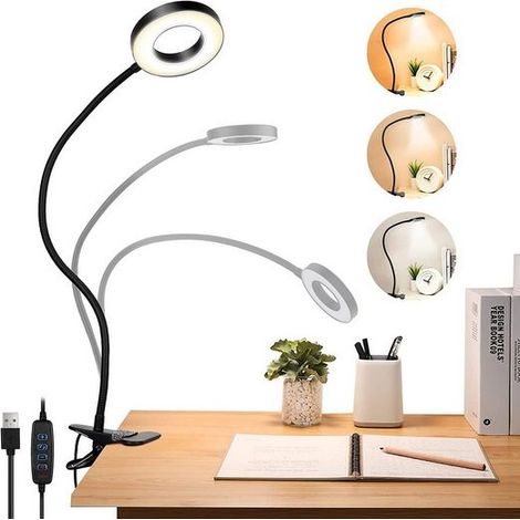 LED Lampe Chevet ,Lampe de Lecture LED, Lampe de bureau,Lampe à pince,3 modes & 10 niveaux de gradation, KINSI (1/5)