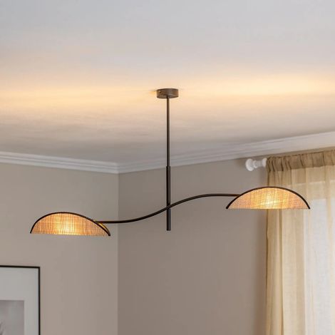 [GEBRAUCHT] B-Ware Emibig Lighting Deckenlampe Lotus Deckenleuchte Rattanoptik 2 Flg Schwarz
