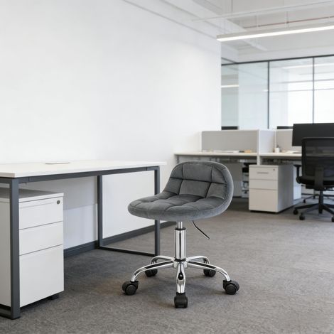 Moderne Stuhl für das Wohnzimmer, ergonomischer Bürostuhl mit Rollen, höhenverstellbarer Drehhocker für Computer oder Make-up – ohne Armlehnen