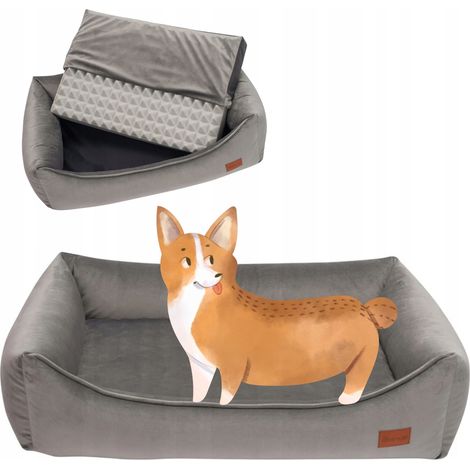 Sofá ortopédico para perro grande XXL 120x70x20 cm Ukory terciopelo GRIS (1/5)