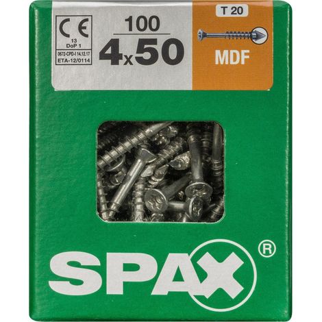 SPAX Lot De 100 Vis Acier Tête Fraisée Spax, Diam.4 Mm X L.50 Mm (1/3)