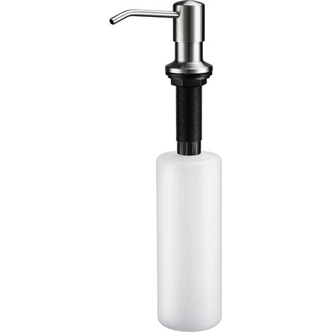 Distributeur de savon liquide noir 500 ml (nickel brossé) pour cuisine, salle de bain, flacon pompe en acier inoxydable doré, distributeur de savon à placer sous l'évier (1/5)