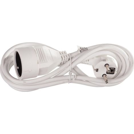 Verlängerungskabel 1-fach Steckdose mit/ohne 2 m /H05VV-F 3x1/ weiß P0112