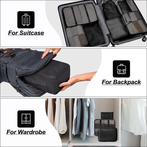 Ensemble de 7 cubes de rangement pour valises, organisateurs de bagages légers (1/5)