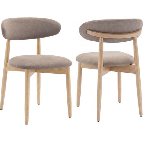 COLAMY Lot de 2 Chaises en bois massif avec pieds en bois naturel, style nordique minimaliste, robustes et élégantes pour salle à manger et cuisine, marron (1/5)