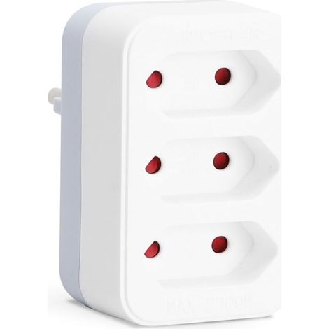 Eurostecker-Steckdosenleiste, 3-fach Steckdosenadapter, 3 Eurosteckdosen, Kindersicherung, 2300 W, Weiß - Crezuo