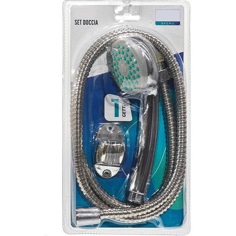 Trade Shop - Ducha Ducha Juego De 1 Jet Con Una Manguera Flexible De 150 Cm. Soporte Universal De Pared -