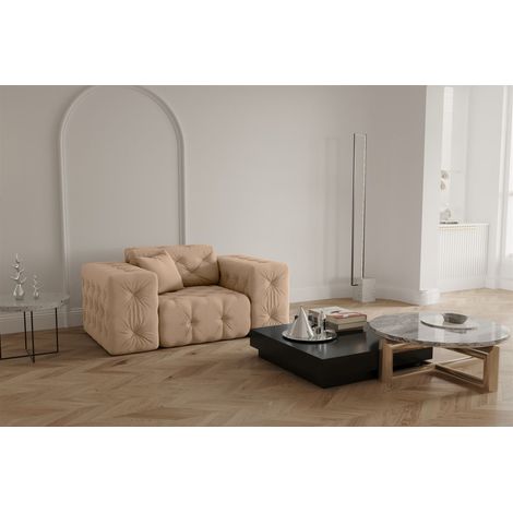 Sessel Designersessel CHANTAL in Stoff Opera Velvet Beige (1/5)