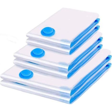 Sacs Rangement Sous Vide Aspirateur 6 Piéces 2L100x80 +2M 80x60 + 2S 60x40cm Housses de Rangement sous Vide Voyages Compression pour Vétements, Couettes, Literie, Oreillers (1/5)
