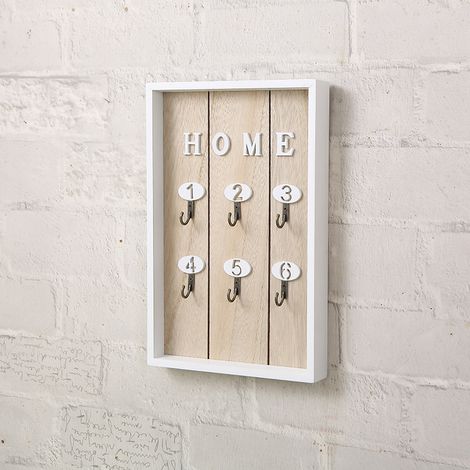 Portachiavi da parete in legno con 6 ganci, grigio - AquaForge
