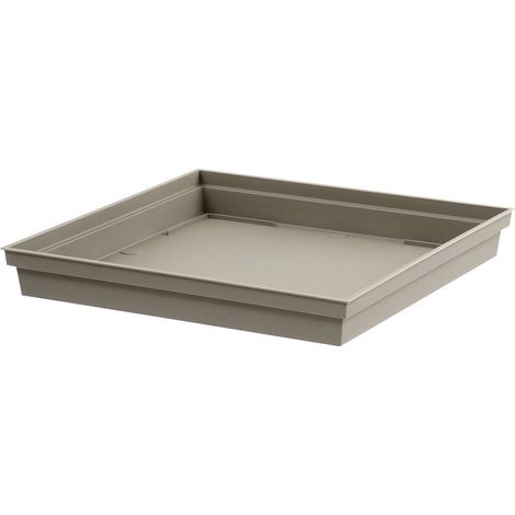 EDA – Soucoupe pour pot carrée 39 cm – Couleur taupe – Polypropylène – Utilisation intérieure/extérieur – Fabriqué en France
