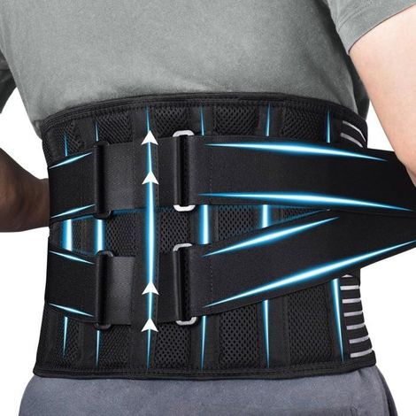 Ceinture de Soutien Lombaire,Maintenir Bien Les,Lombaires et Le Dos Soulage,légère et respirante avec 6 baleines métalliques L/XL (1/5)