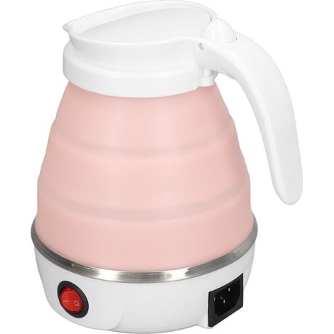 Bouilloire Silicone Pliable 600W Alimentaire Sécurisée, Électrique Repliable Voyage Camping Extérieur, Prise UE 220V Rose (1/5)