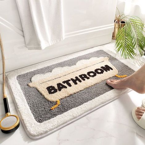 Tappetini da bagno antiscivolo e assorbenti, lavabili in lavatrice, tappetino da bagno morbido in peluche, tappetino doccia ad asciugatura rapida con retro in gomma antiscivolo, k (1/2)