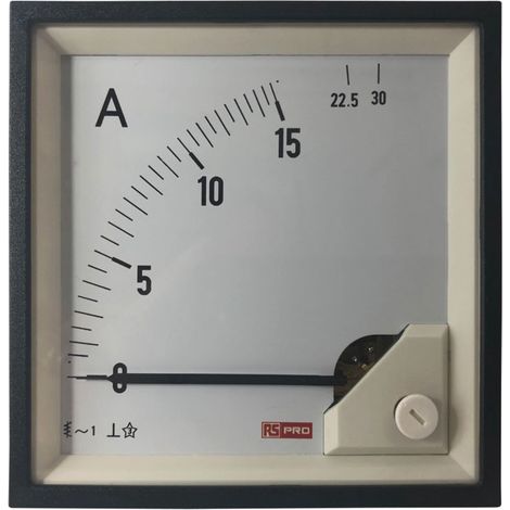 Ampèremètre analogique de panneau V c.a. RS PRO, Echelle 30 (Input)A, 96mm x 96mm ( Prix pour 1 ) (1/3)