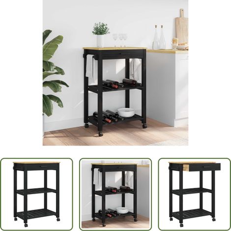 Rangement cuisine - Chariot de cuisine MONZA Noir 60 x 40 x 88,5 cm (1/5)