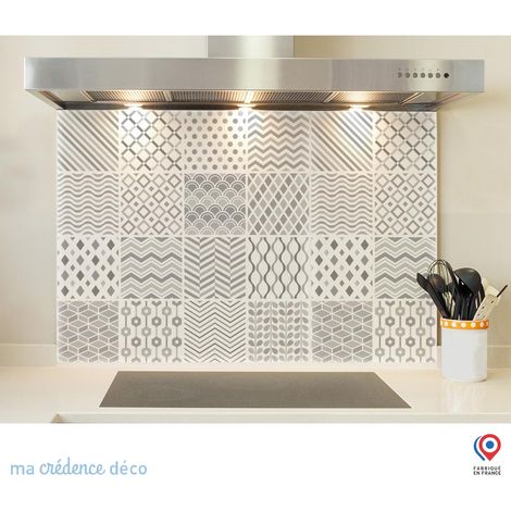Fond de hotte : Carreaux ciment modernes 2 - Verre trempé - 60 cm - 45 cm (1/5)