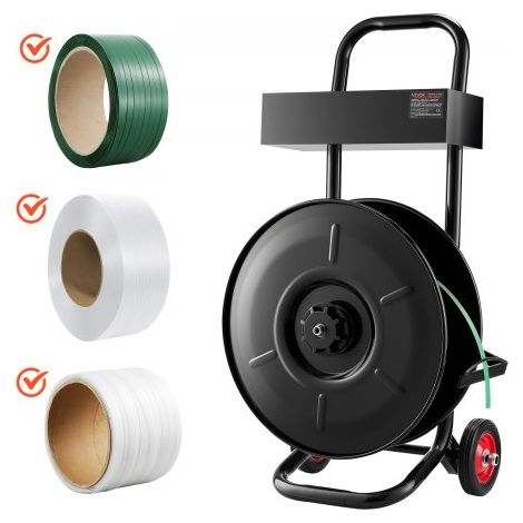 Dispensador de Flejado, para Rollos de Flejado de PET/PP/Poliéster con Un Tamaño de Núcleo de 203 mm, con Sistema de Frenado Mejorado, Amplio Almacenamiento Integrado para Herramientas (1/5)