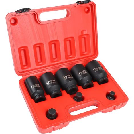 8 Pcs Coffret de Douilles Clé à Choc 1/2’’, 30 32 34 35 36 mm, Chocs Hexagonales, Douille 12 Pans, Jeu en Acier au Chrome Vanadium 30-36mm Pans - (1/5)