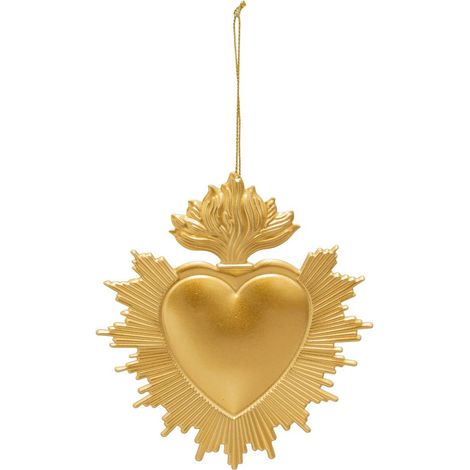 Exvoto de metal sujeto corazón H.14cm dorado - Feeric lights & christmas