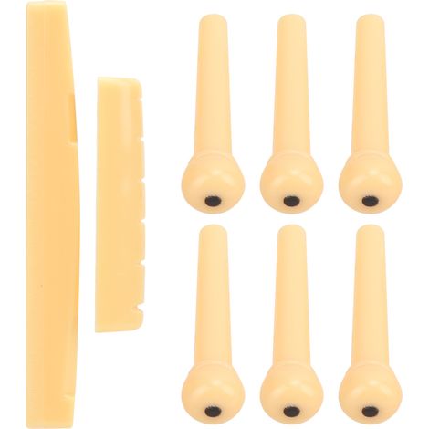 Cheville de Guitare en Os Naturel, Selle et Sillet - Accessoires de Remplacement pour Guitare Acoustique (1/5)