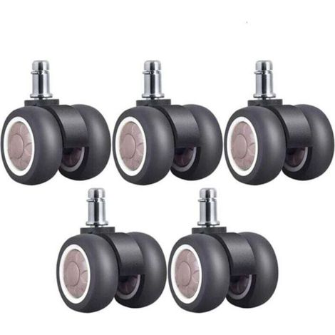 Set of 5 universal 2-inch casters, silent rubber wheels with 11mm circlip, for replacing office furniture casters (1/5)