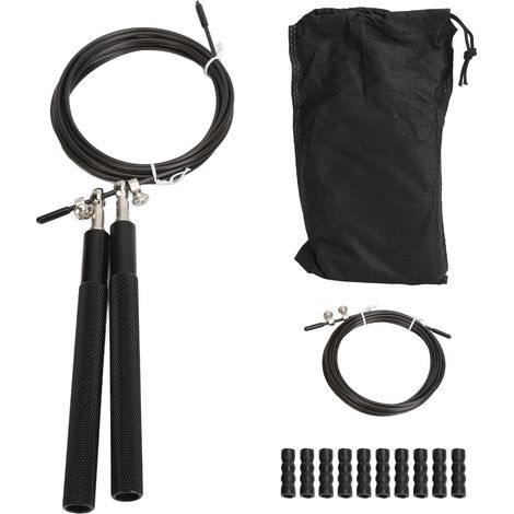 Corde à sauter rapide vitesse avec roulements à billes 360 degrés pour fitness homme femme enfant exercice à domicile noire (1/5)