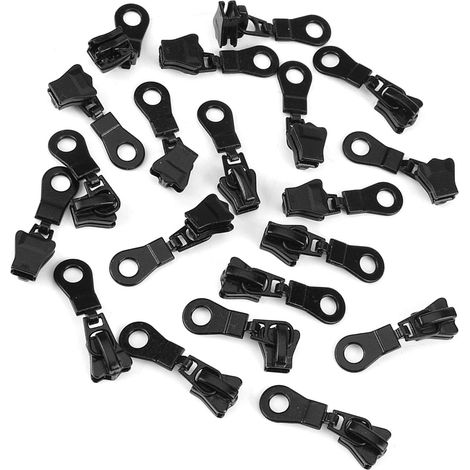 Kit de réparation de fermeture éclair, 20 curseurs métalliques 5 noir pour remplacement et couture (1/5)