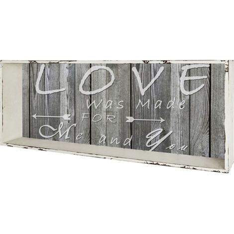 Étagère Murale Vintage "Love" 76cm Gris