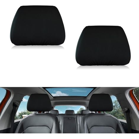 Auto-Kopfstützenbezug, universeller waschbarer Auto-Kopfstützenbezug, Schonbezüge für alle Autos, SUV, LKW, Jeep, 2 Stück, Schwarz (1/5)