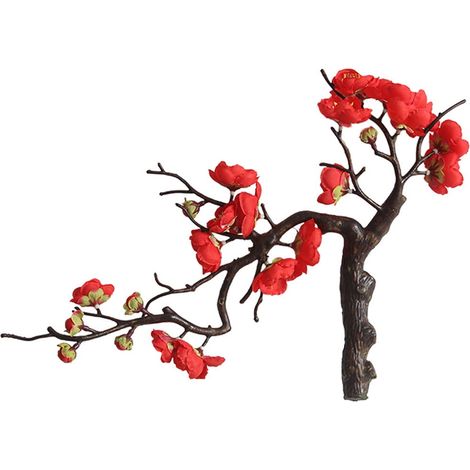 Fleur artificielle - Prunus mume - Tige flexible avec fil acier - Décoration intérieure jardin bureau - 1 pièce (1/5)