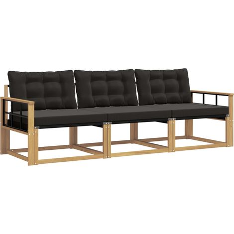 Set di divani da esterno con cuscino 3 pz  Salotto da Giardino Bianco e Nero (1/5)