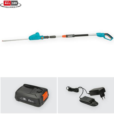 GARDENA Tagliasiepi telescopico a batteria THS 42/18V POWER FOR ALL, set pronto all'uso, per tagliare fino a 3 m (14732-20)