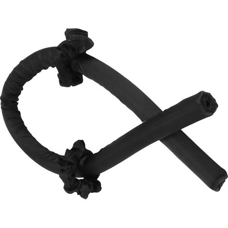 Rouleau à friser sans chaleur en mousse, bandeau avec pince à cheveux, noir
