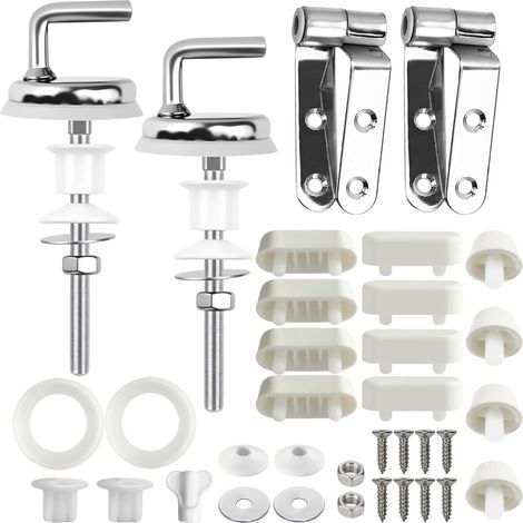 35 Pièces Kit Fixation Abattant WC Inclut 23 Charniere Abattant WC Inox 12 Coussinets Amortisseurs de Siège Convient à Multiples Scénarios Installation Simple Ajustement Fiable (1/5)