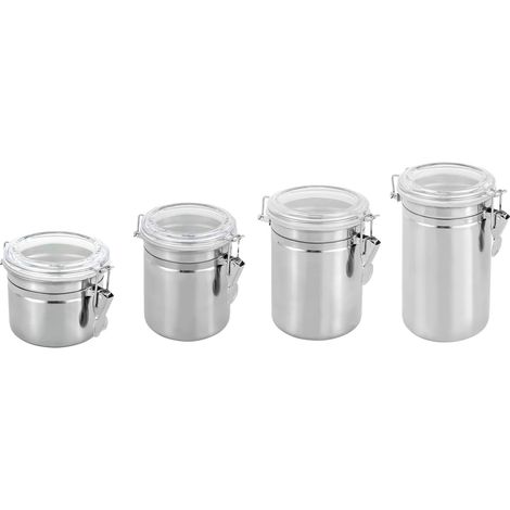 Aufbewahrungsdosen, Edelstahl, stapelbares Design, Silber (1/2)