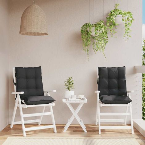 Coussins de chaise à dossier bas imperméables en tissu Oxford noir, lot de 2, 100 x 50 x 7 cm - PANGIVO (1/5)