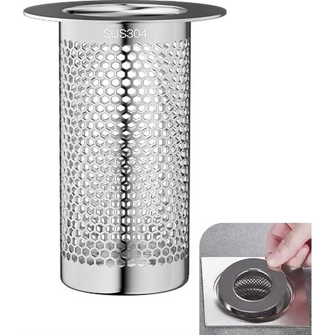 304 Stainless Steel Hair Catcher Floor Drain Strainer Drain Filter Fit Hole Size for 1.5"-1.8" (1 Pack) (1/5)
