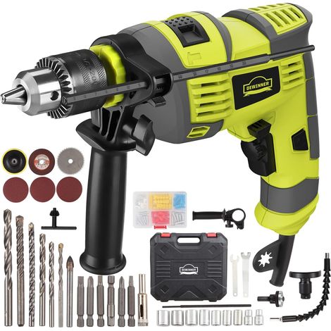 Perceuse-visseuse à Percussion 710W, Perceuse à Percussion Filaire avec 102 Accessoires, 3300RPM, Perceuse à Percussion électrique, Poignée Rotative à 360°, Mandrin 13mm (1/5)